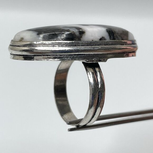 Stunning Buffalo Turquoise Boho Silver Plated Statement Ring Sz 6.75 - Picture 5 of 6